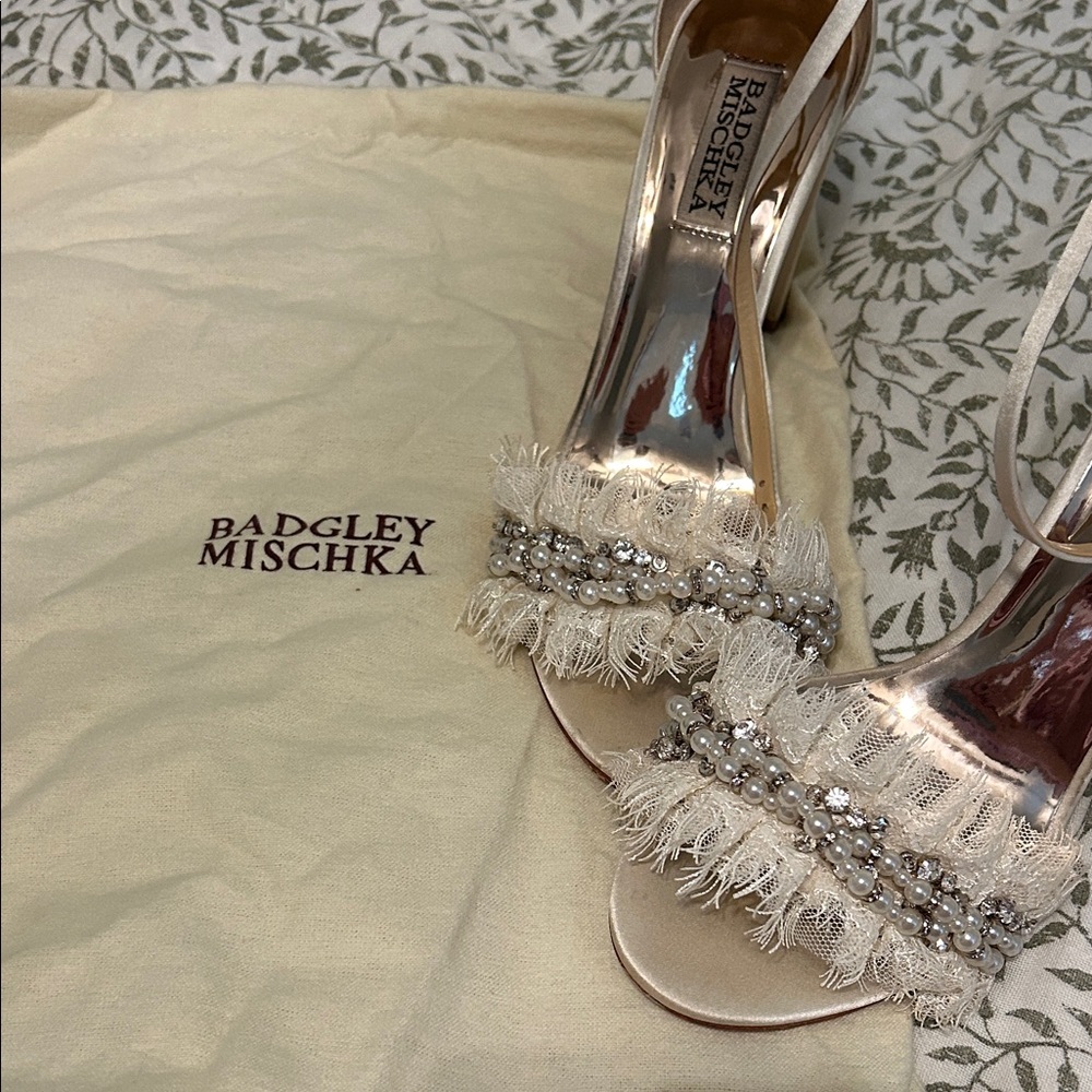 Badgley Mischka Ivory Embellished Heels
